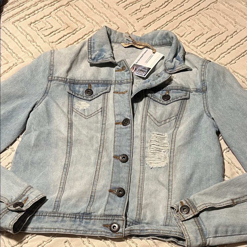 Denim Jacket With Aztec Pattern - image 2